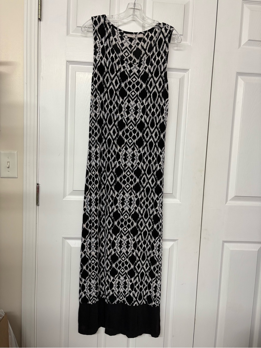 Chico's Travelers Ikat Black and White Sleeveless Stretchy Maxi Dress Sz 0 (4/6)